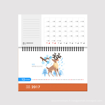 Calendrier de bureau adapté aux besoins du client par impression offset de haute qualité